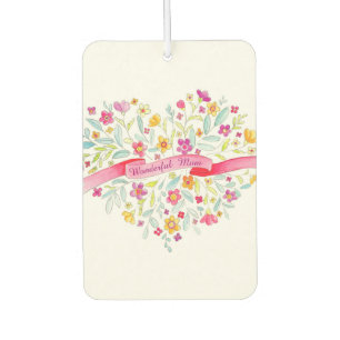 Ambientador Maravillosa Mamá floral personalizado de corazón f