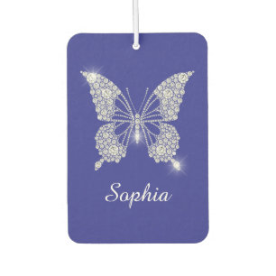Ambientador Mariposa de diamante blanco, nombre de guión, azul