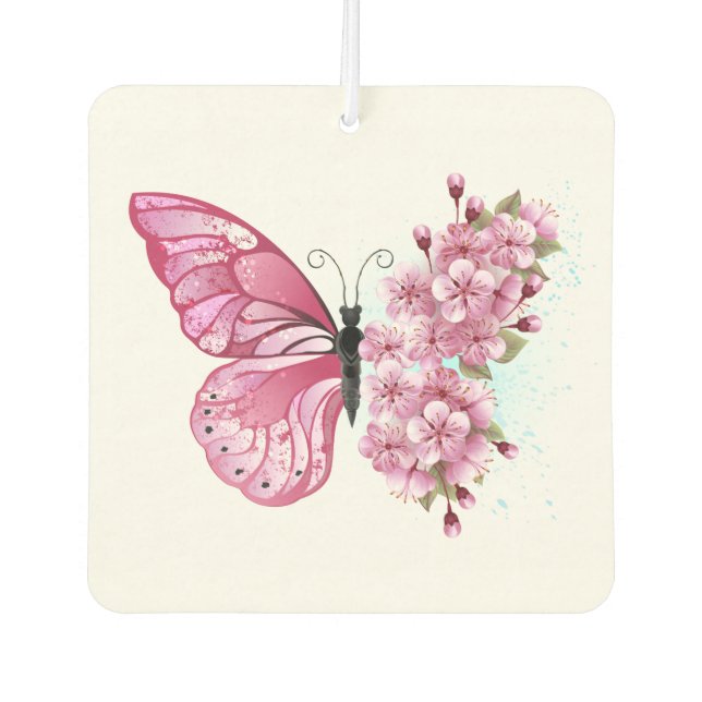 Ambientador Mariposa de flores con Sakura rosa (Anverso)