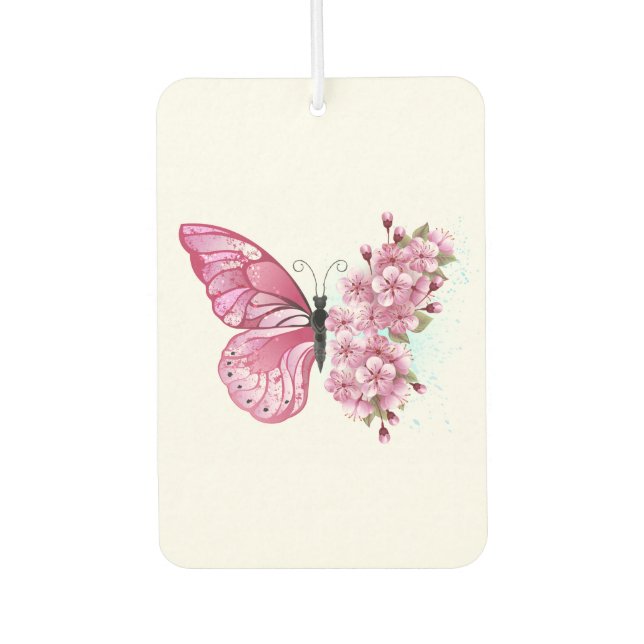 Ambientador Mariposa de flores con Sakura rosa (Anverso)
