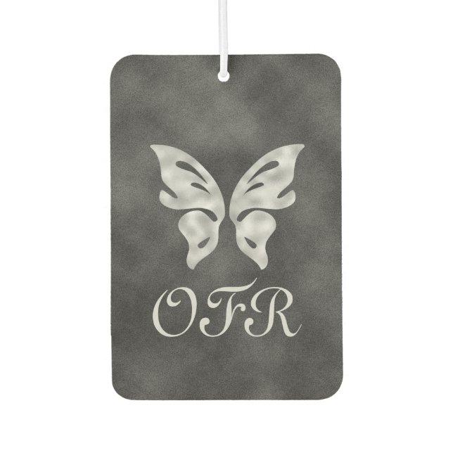Ambientador Mariposa plateada y terciopelo personalizado (Anverso)