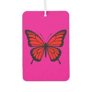 Ambientador Mariposa Roja Vintage sobre Fondo Rosa