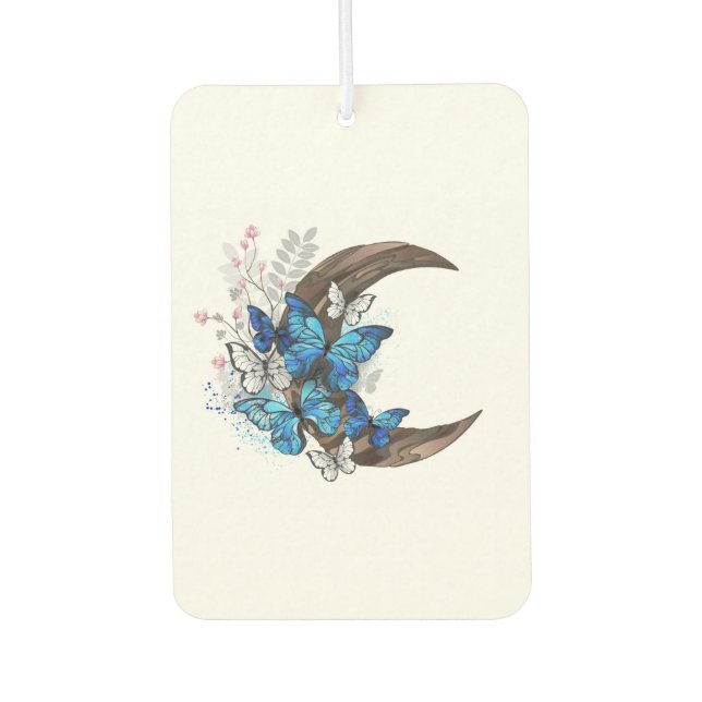 Ambientador Mariposas azules en creciente de madera (Anverso)