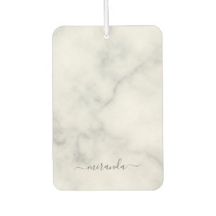 Ambientador Mármol blanco con el nombre personalizado del guió