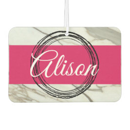 Ambientador Mármol blanco y chispa rosa fucsia añaden nombre