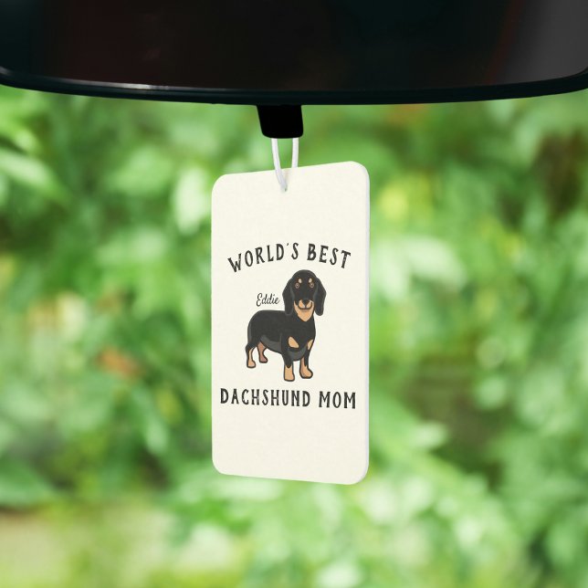 Ambientador Mejor nombre de perro personalizado de la mamá del (World's Best Dachshund Mom Personalized Dog Name Air Freshener)