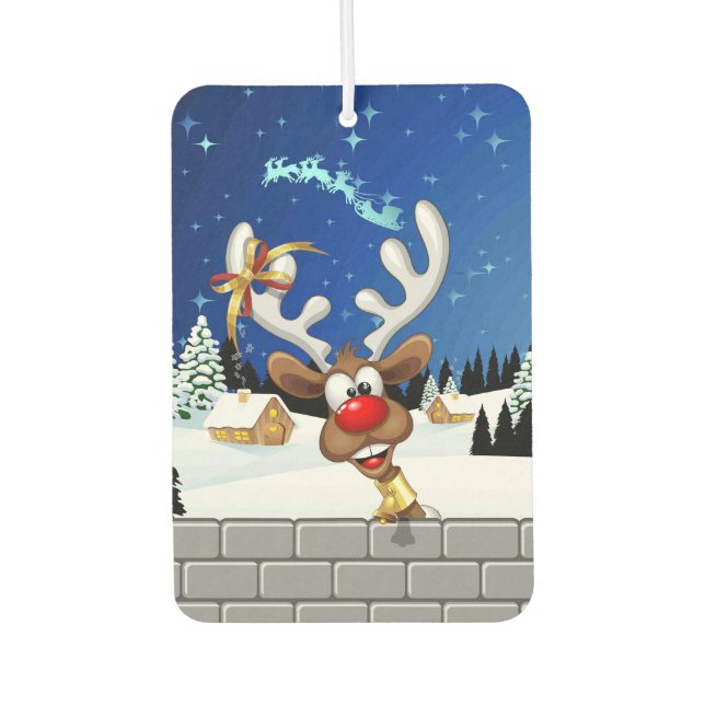 Ambientador Meme Divertido de Navidad de Reno Espiando (Anverso)
