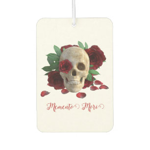 Ambientador Memento Mori. Cráneo con rosas rojas