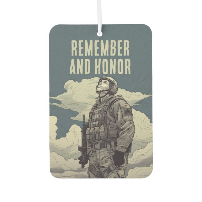 Ambientador Memorial Day Soldier Clouds Remember and Honor (Anverso)