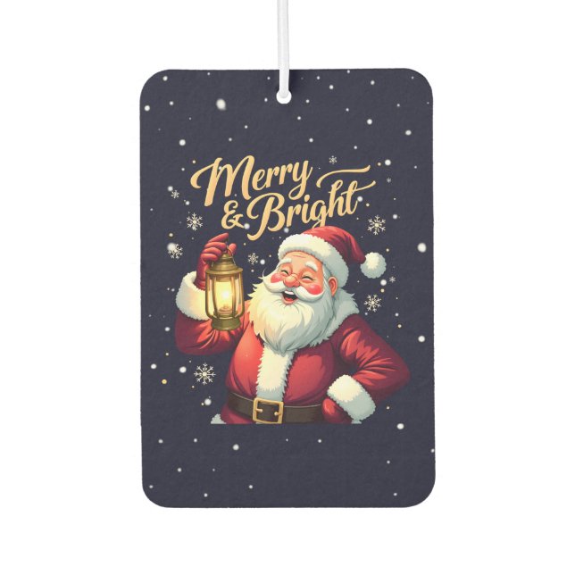 Ambientador Merry Bright Santa Holding Lantern Illustration (Anverso)