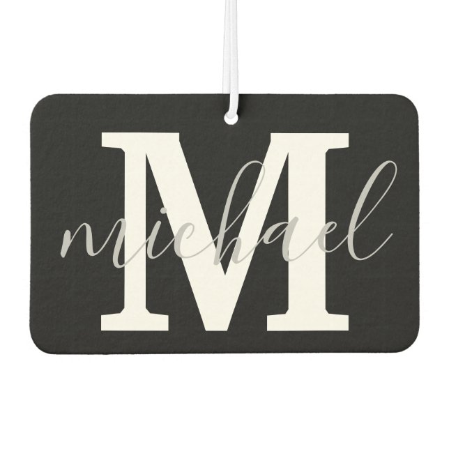 Ambientador moda personalizada de monograma blanco y negro (Anverso)