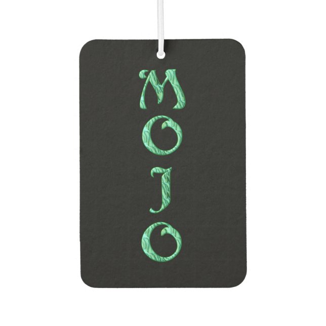 Ambientador Mojo negro protector de aire para coches (Anverso)