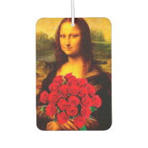 Mona Lisa sosteniendo rosas rojas Leonardo Da Vinc