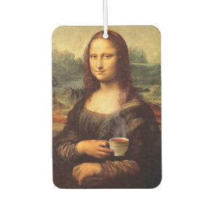 Ambientador Mona Lisa sosteniendo té caliente (Leonardo da Vin
