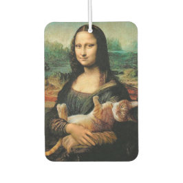 Ambientador Mona Lisa sosteniendo un gato