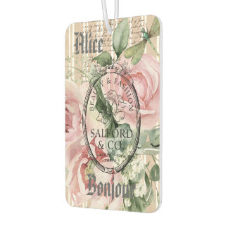 Ambientador Monogram Frenchy vintage Ephemera Pink roses chic