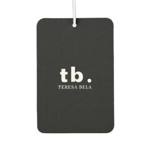 Ambientador Monograma Clásico Elegante Minimalista Negro y Bla