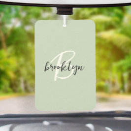 Ambientador Monograma de letra script verde grisáceo de moda b