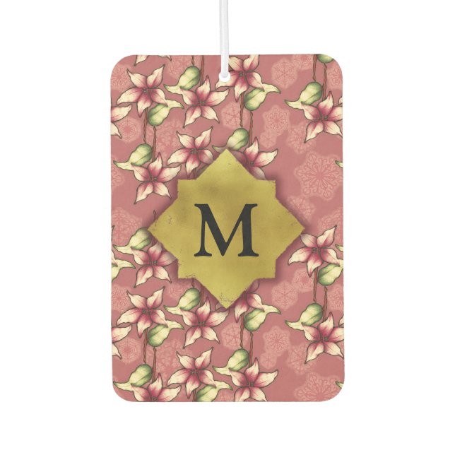 Ambientador Monograma de Navidades de Poinsettias Rojas y Copo (Anverso)