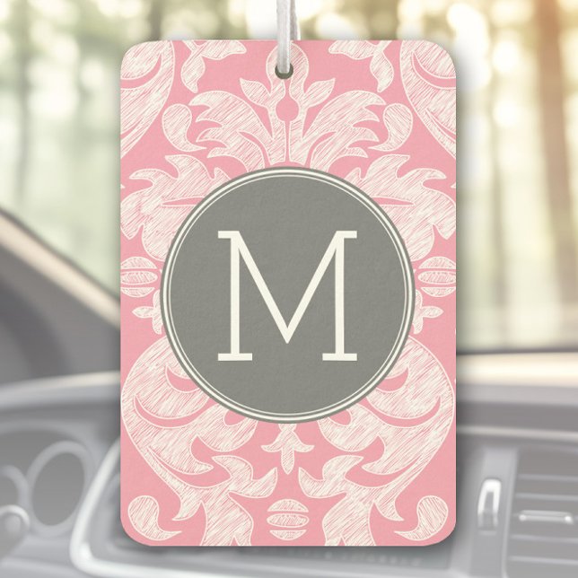 Ambientador Monograma del Personalizado del patrón de Damasco  (Personalized Car Air Freshener)