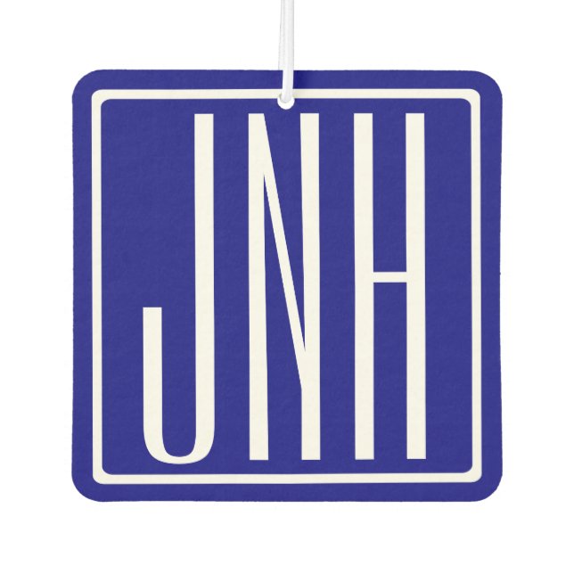 Ambientador Monograma inicial | Azul marino y blanco (Anverso)