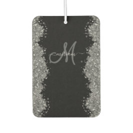 Ambientador Monograma moderno gris plata falso brillo negro