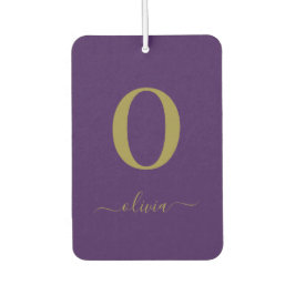 Ambientador Monograma Nombre Guión Personalizado Púrpura Y Oro