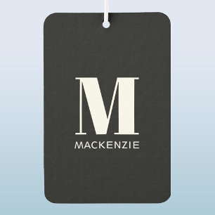 Ambientador Monograma Nombre inicial simple Blanco y negro