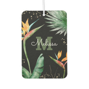 Ambientador Monograma Palm Tropical Foliage Gold Black Script