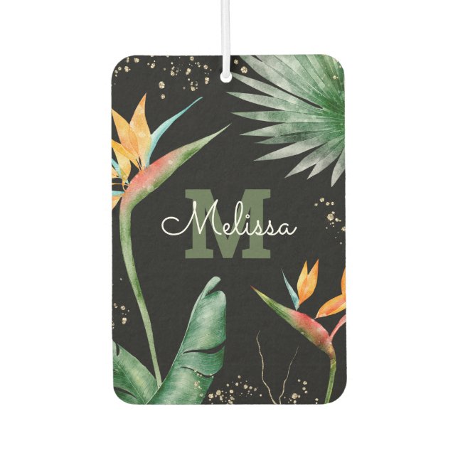 Ambientador Monograma Palm Tropical Foliage Gold Black Script (Anverso)