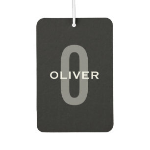Ambientador Monograma personalizado Blanco gris negro nombre