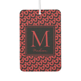 Ambientador Monograma personalizado de corazones rojos y negro