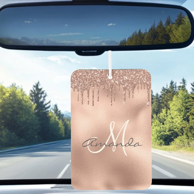 Ambientador Monograma personalizado de Rosa Purpurina de oro (Subido por el creador)