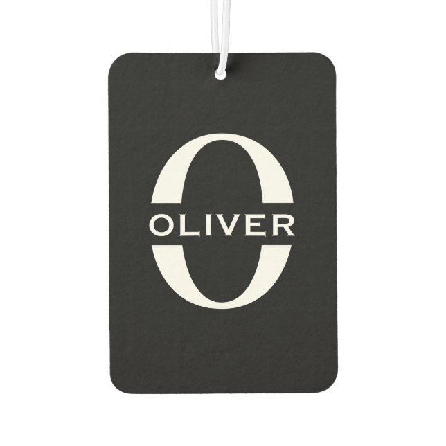 Ambientador Monograma Personalizado Nombre Blanco Y Negro (Reverso)