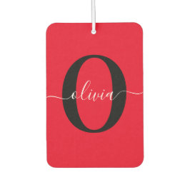 Ambientador Monograma personalizado Nombre de guión rojo blanc