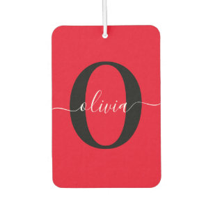 Ambientador Monograma personalizado Nombre de guión rojo blanc