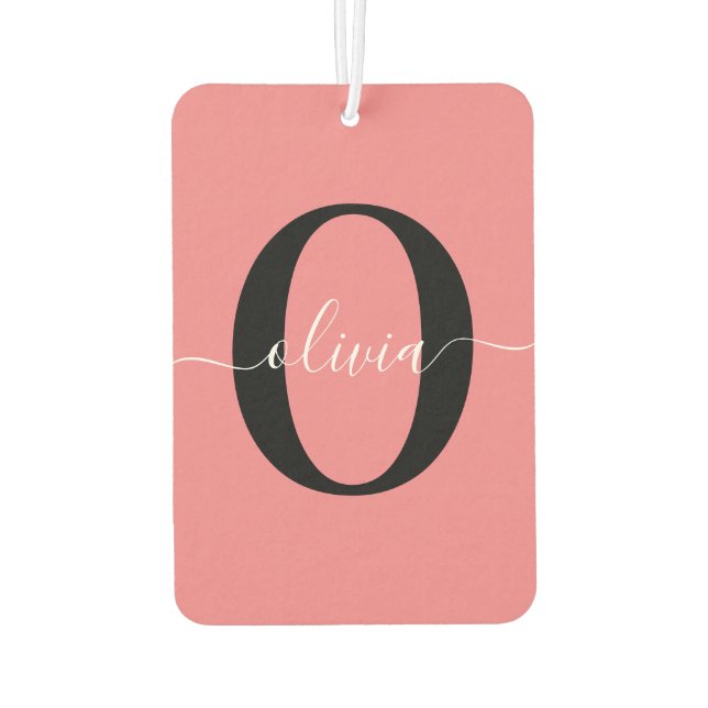 Ambientador Monograma personalizado Nombre del guión negro ros (Reverso)