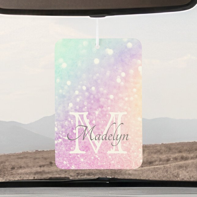 Ambientador Monograma Purpurina colorido Girly personalizado (Subido por el creador)