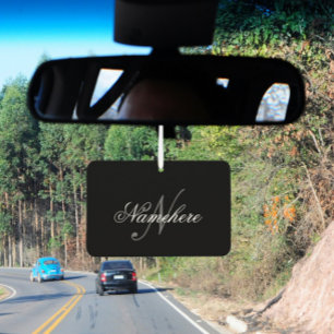 Ambientador Monograma único personalizado de nombre blanco y n