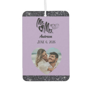 Ambientador Mr. y Mrs. Name Photo Wedding Favor lavender