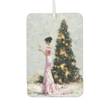Mujer elegante de impasto y árbol de Navidad Año N