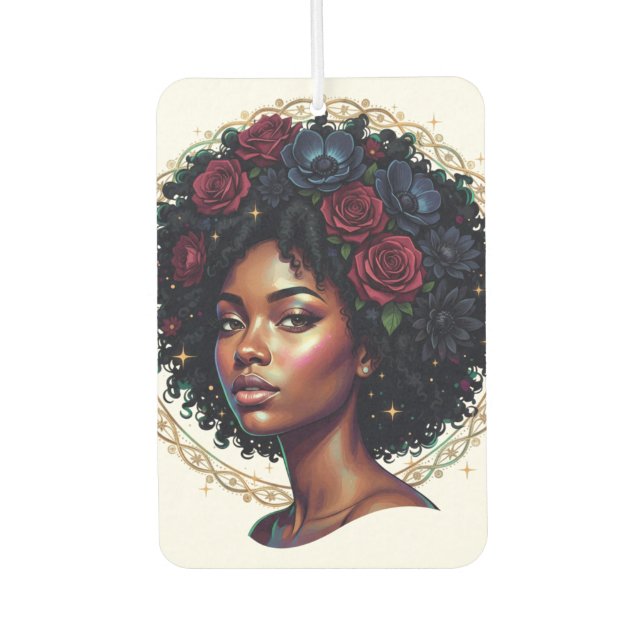 Ambientador Mujer Negra Floral Afro (Anverso)