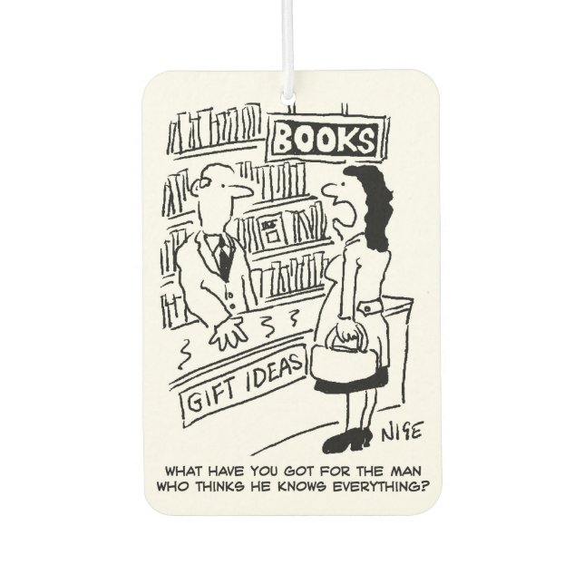 Ambientador Mujer pregunta en una librería (Anverso)