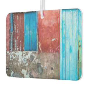 Ambientador Muro rojo, azul y gris, puerta y ventana