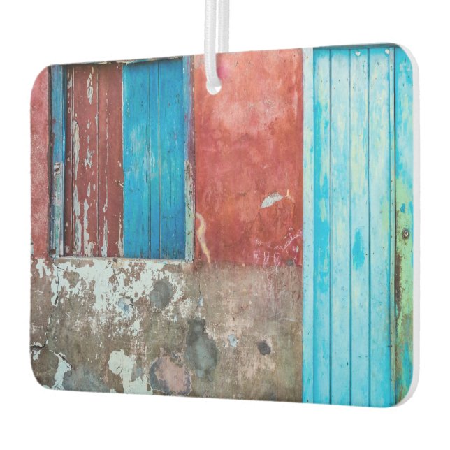 Ambientador Muro rojo, azul y gris, puerta y ventana (Izquierda)