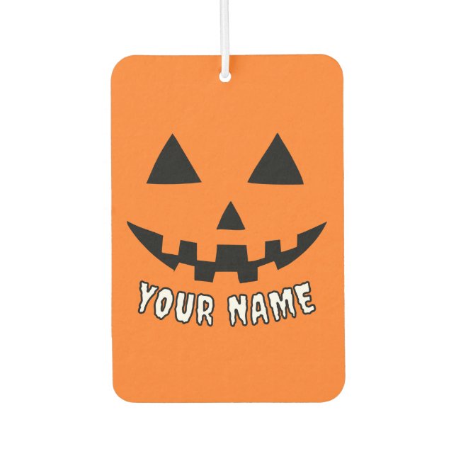 Ambientador Naranja personalizado Calabaza Halloween su nombre (Anverso)