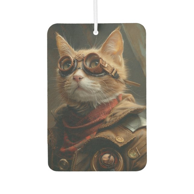 Ambientador Naranja Steampunk Cat Funny Gift Air Freshener (Anverso)