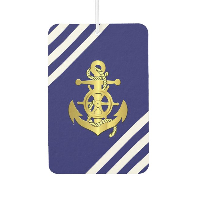 Ambientador Náutica rueda/anclaje navío-banda azul/oro (Anverso)