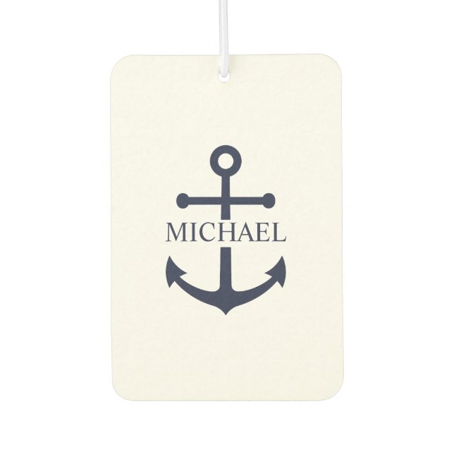 Ambientador Nautical Navy Blue Anchor Nombre Personalizado (Anverso)