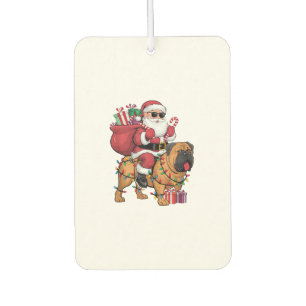 Ambientador Navidad en Santa Riding Bullmastiff Perro iluminad